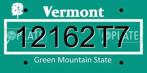 12162T7 Vermont License Plate