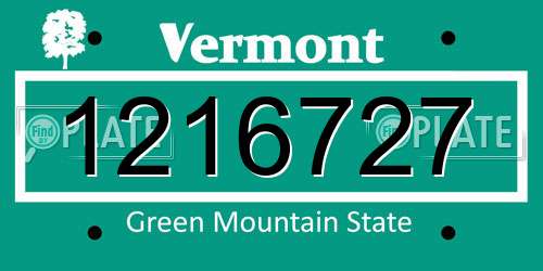 1216727 Vermont License Plate