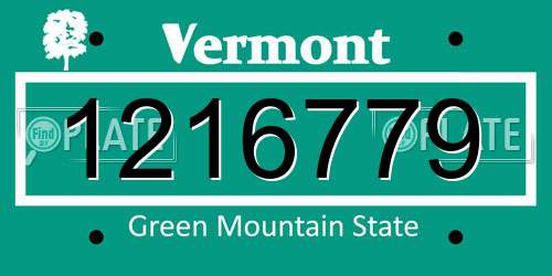 1216779 Vermont License Plate