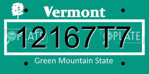 12167T7 Vermont License Plate