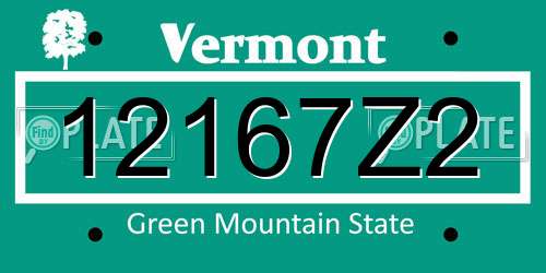 12167Z2 Vermont License Plate
