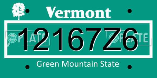 12167Z6 Vermont License Plate
