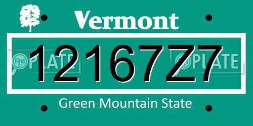 12167Z7 Vermont License Plate