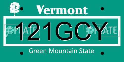 121GCY Vermont License Plate