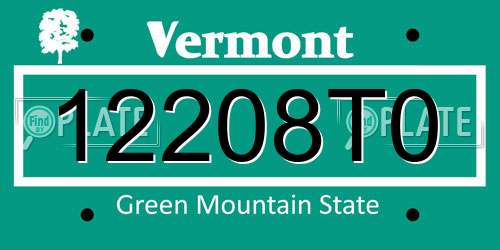 12208T0 Vermont License Plate