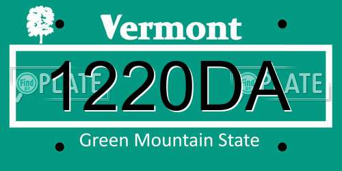 1220DA Vermont License Plate