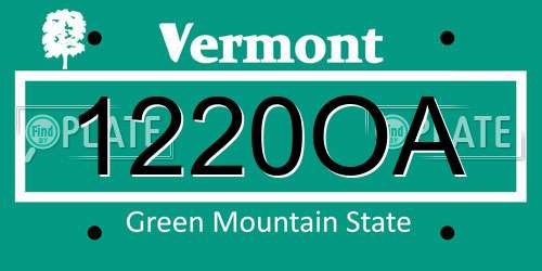 1220OA Vermont License Plate