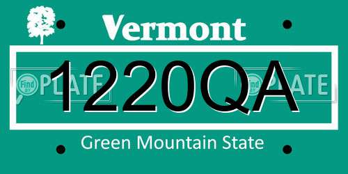 1220QA Vermont License Plate