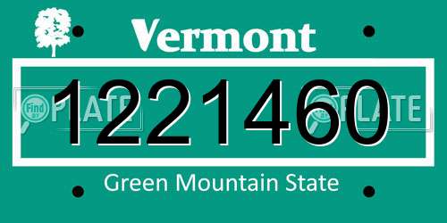 1221460 Vermont License Plate