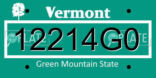 12214G0 Vermont License Plate