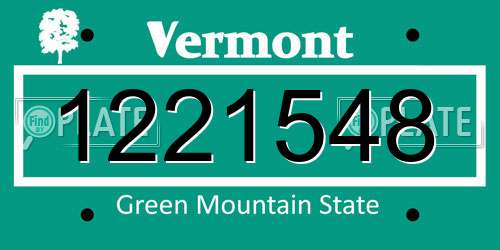 1221548 Vermont License Plate