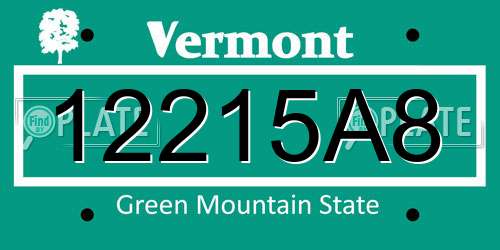 12215A8 Vermont License Plate