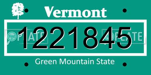 1221845 Vermont License Plate