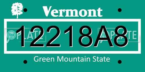 12218A8 Vermont License Plate