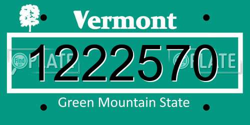1222570 Vermont License Plate