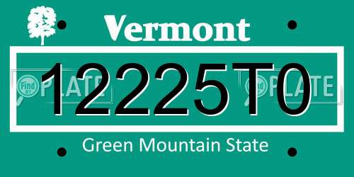 12225T0 Vermont License Plate