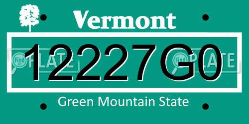 12227G0 Vermont License Plate