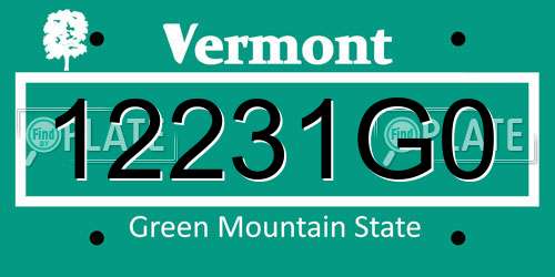 12231G0 Vermont License Plate