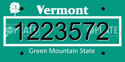 1223572 Vermont License Plate