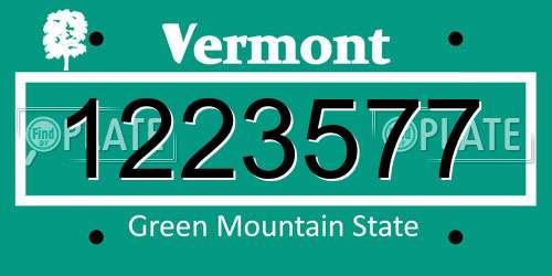 1223577 Vermont License Plate