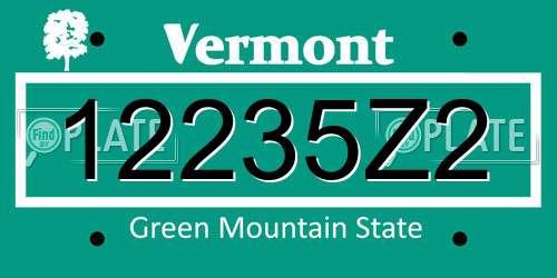 12235Z2 Vermont License Plate