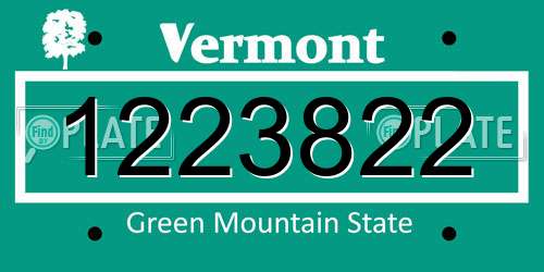 1223822 Vermont License Plate
