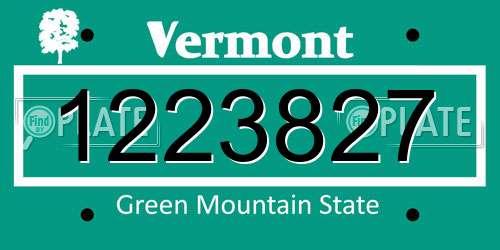 1223827 Vermont License Plate