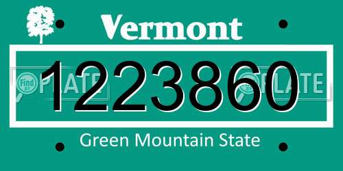 1223860 Vermont License Plate