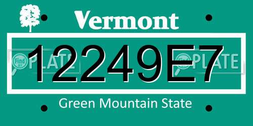 12249E7 Vermont License Plate
