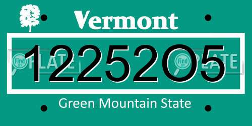 12252O5 Vermont License Plate
