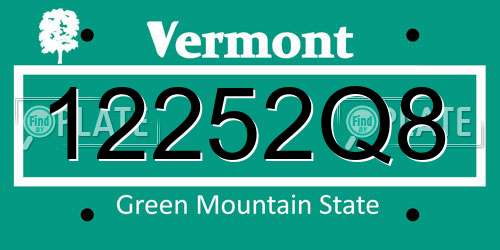 12252Q8 Vermont License Plate