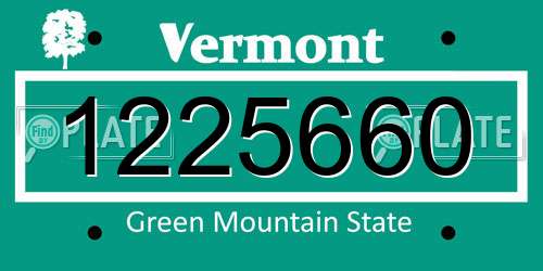 1225660 Vermont License Plate