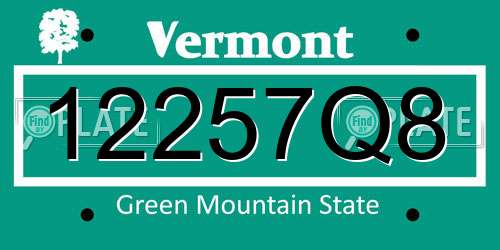 12257Q8 Vermont License Plate