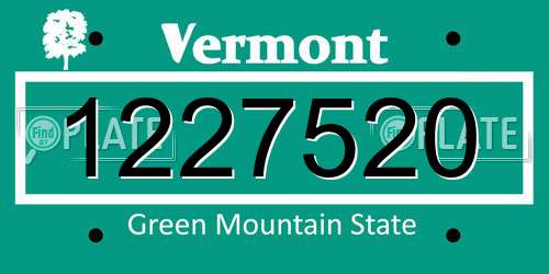 1227520 Vermont License Plate