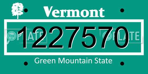 1227570 Vermont License Plate