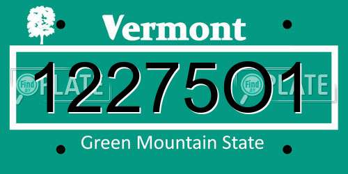 12275O1 Vermont License Plate
