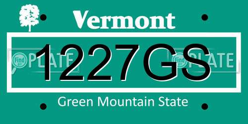 1227GS Vermont License Plate