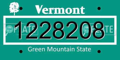 1228208 Vermont License Plate