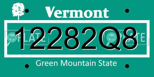 12282Q8 Vermont License Plate