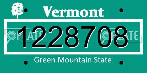 1228708 Vermont License Plate