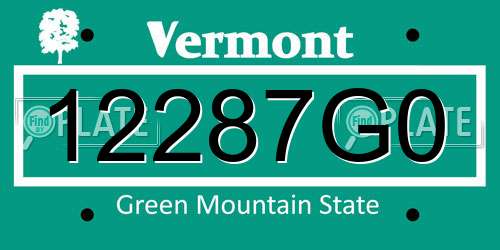 12287G0 Vermont License Plate