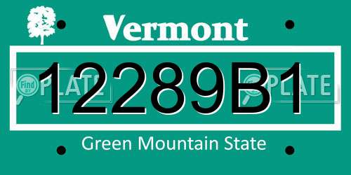12289B1 Vermont License Plate