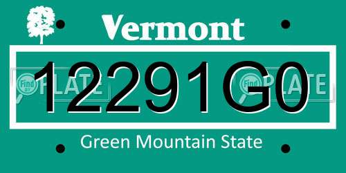 12291G0 Vermont License Plate