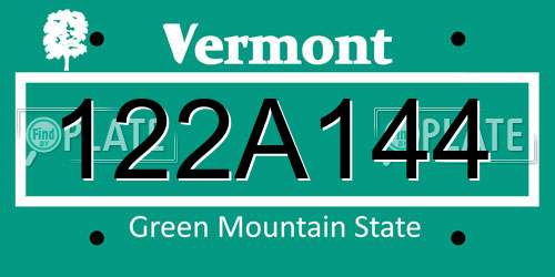 122A144 Vermont License Plate