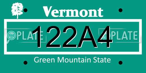 122A4 Vermont License Plate