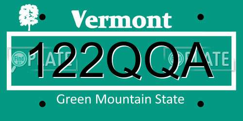 122QQA Vermont License Plate