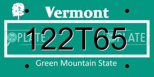 122T65 Vermont License Plate