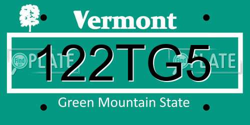122TG5 Vermont License Plate