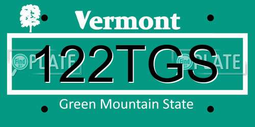 122TGS Vermont License Plate