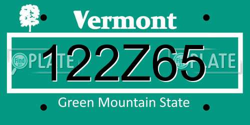 122Z65 Vermont License Plate